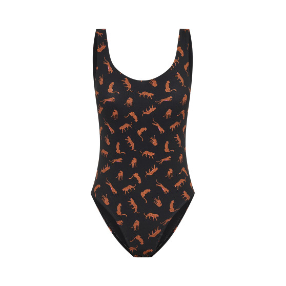 Menstruační plavky Modibodi Teen High One Piece Cheetah Chase Black - VYBALENÉ (MODI4374VYB)