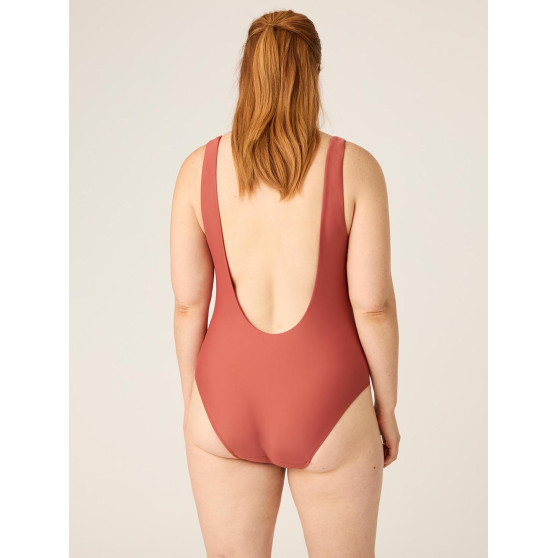 Menstruační plavky Modibodi High V Neck One Piece Sahara Red - VYBALENÉ (MODI4370SRVYB)