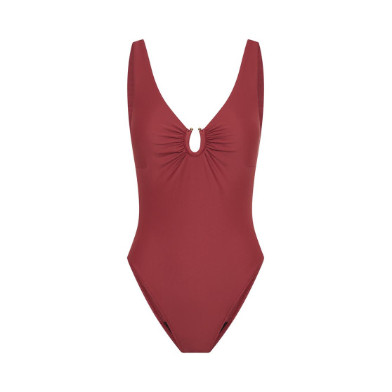 Menstruační plavky Modibodi High V Neck One Piece Sahara Red - VYBALENÉ (MODI4370SRVYB)